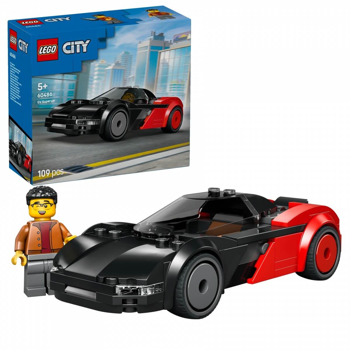 LEGO City 60486 Supersamochód elektryczny opakowanie i model