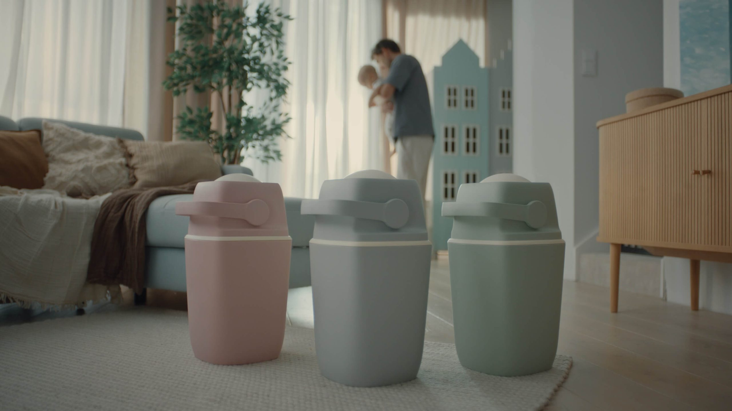 Kosz na pieluchy AirWell – dostępne kolory beż, brąz, grafit, szary, róż, mięta, biały