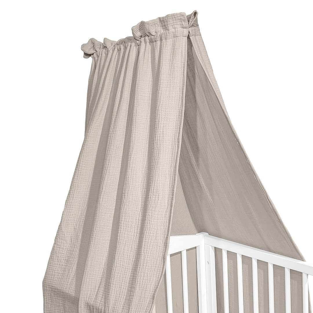 baldachim do lozeczka muslinowy bezowy