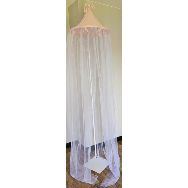 baldachim do łóżeczka muślin tiul pudrowy róż