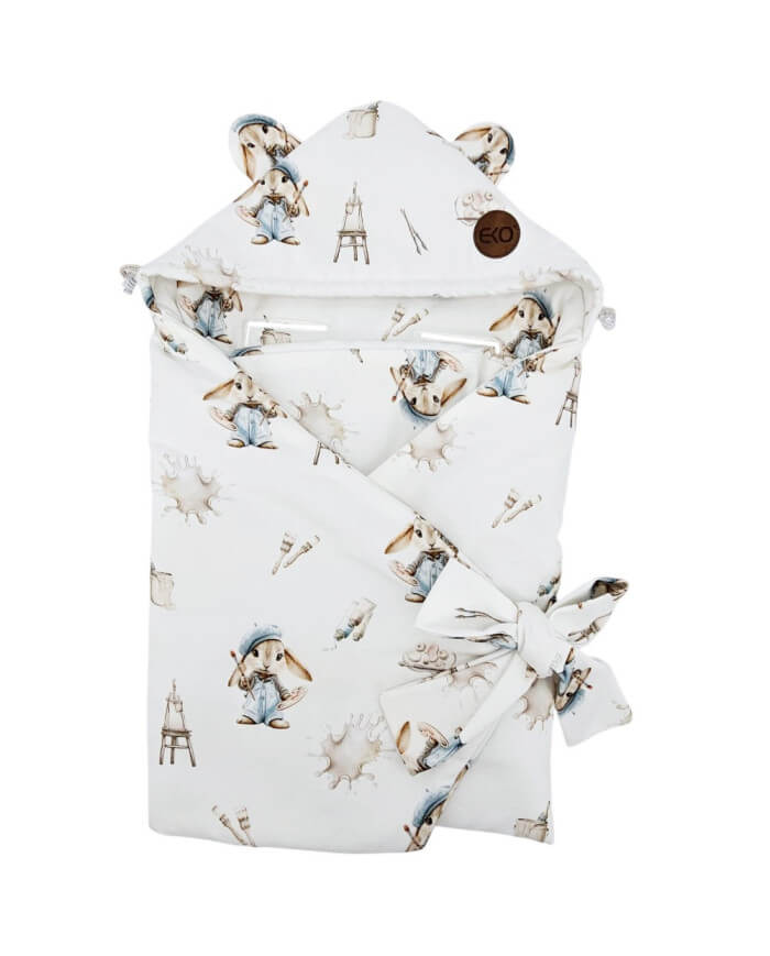 bambusowy śpiworek do fotelika samochodowego dla niemowlaka malarz