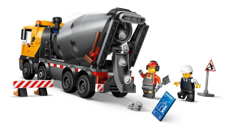 LEGO betoniarka 60478 z figurkami kierowcy i pracowników budowy