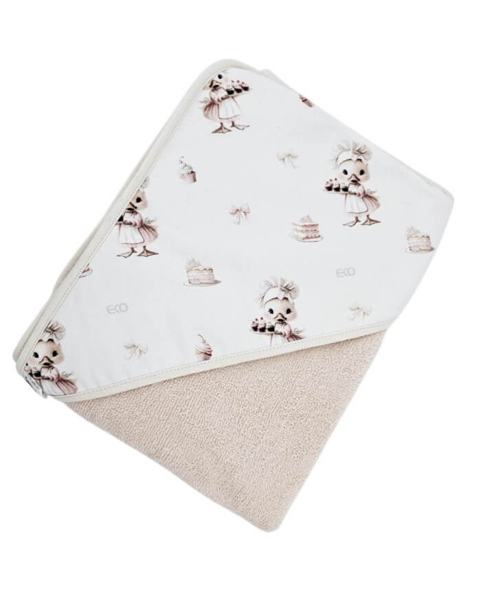 okrycie kąpielowe dla niemowlaka z kapturkiem kucharka pudrowy róż 100x100