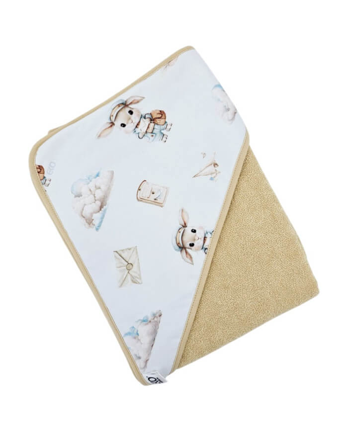 okrycie kąpielowe dla niemowlaka z kapturkiem listonosz miodowy 100x100