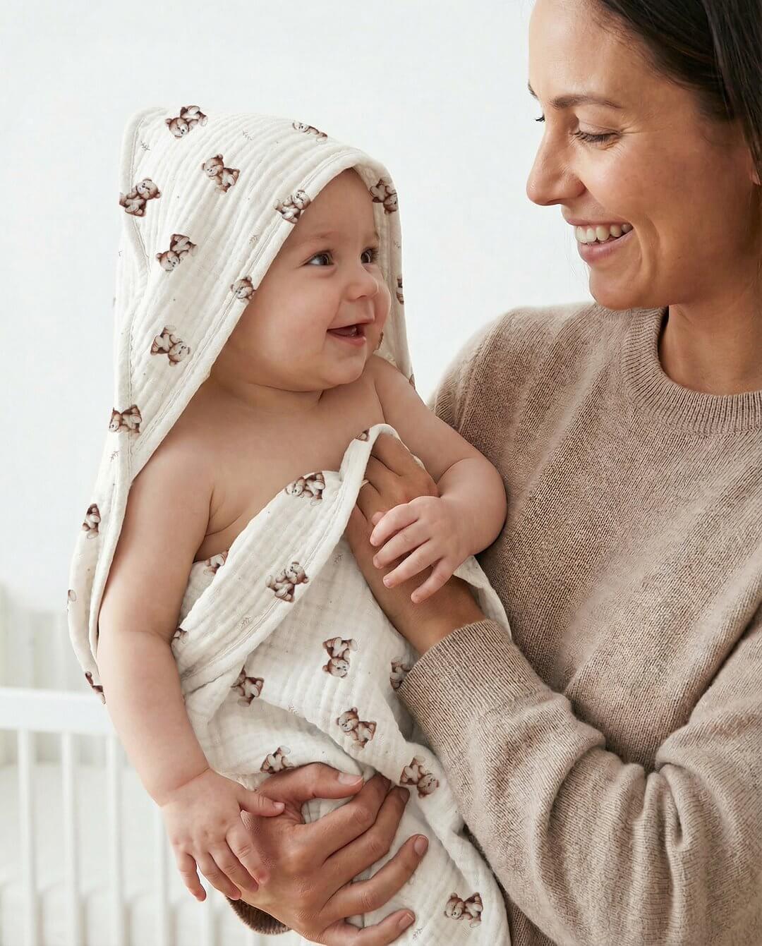 okrycie kapielowe dla niemowlaka muslin