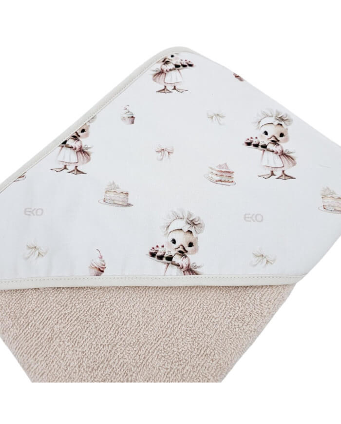 okrycie kąpielowe dla niemowlaka z kapturkiem bawełna