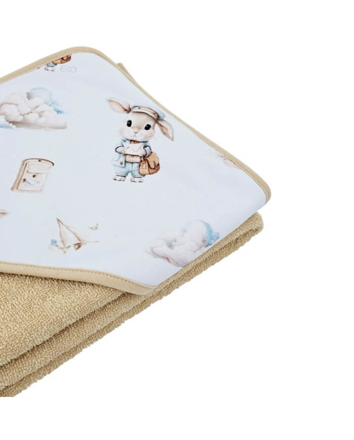 okrycie kąpielowe dla niemowlaka z kapturkiem bawełna