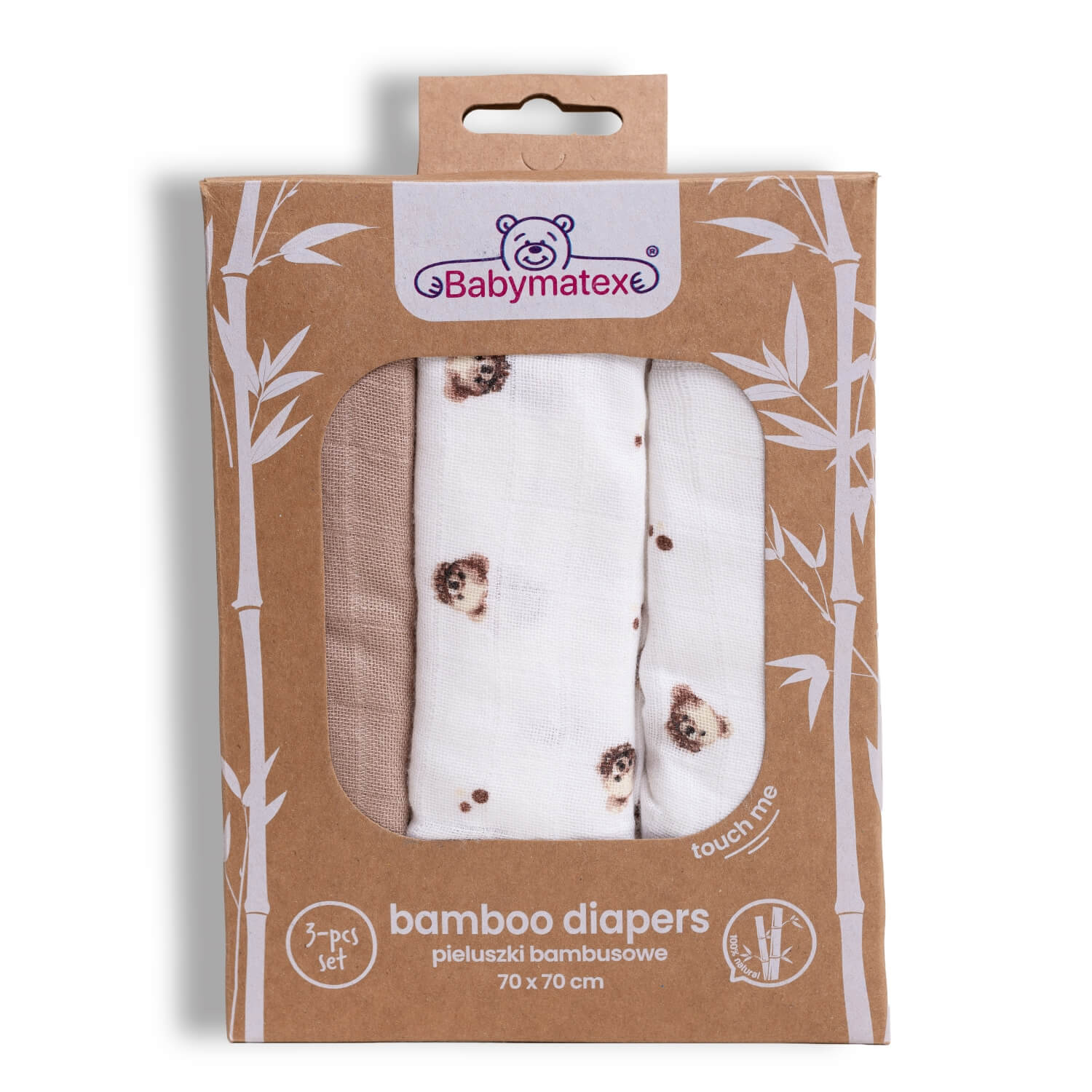 Pieluchy bambusowe 70x70 kolorowe 3 sztuki