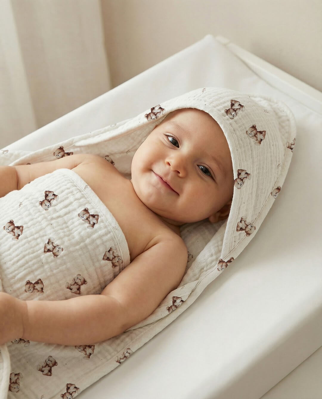 recznik muslinowy z kapturkiem dla dziecka