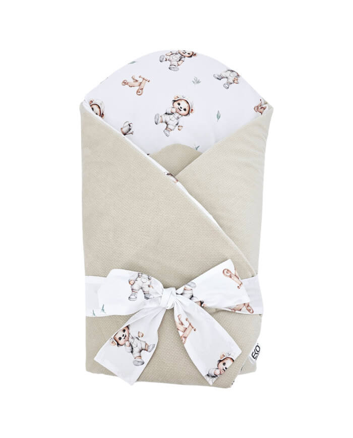 Rożek niemowlęcy z bawełny i velvetu zapewniający wygodne otulenie noworodka