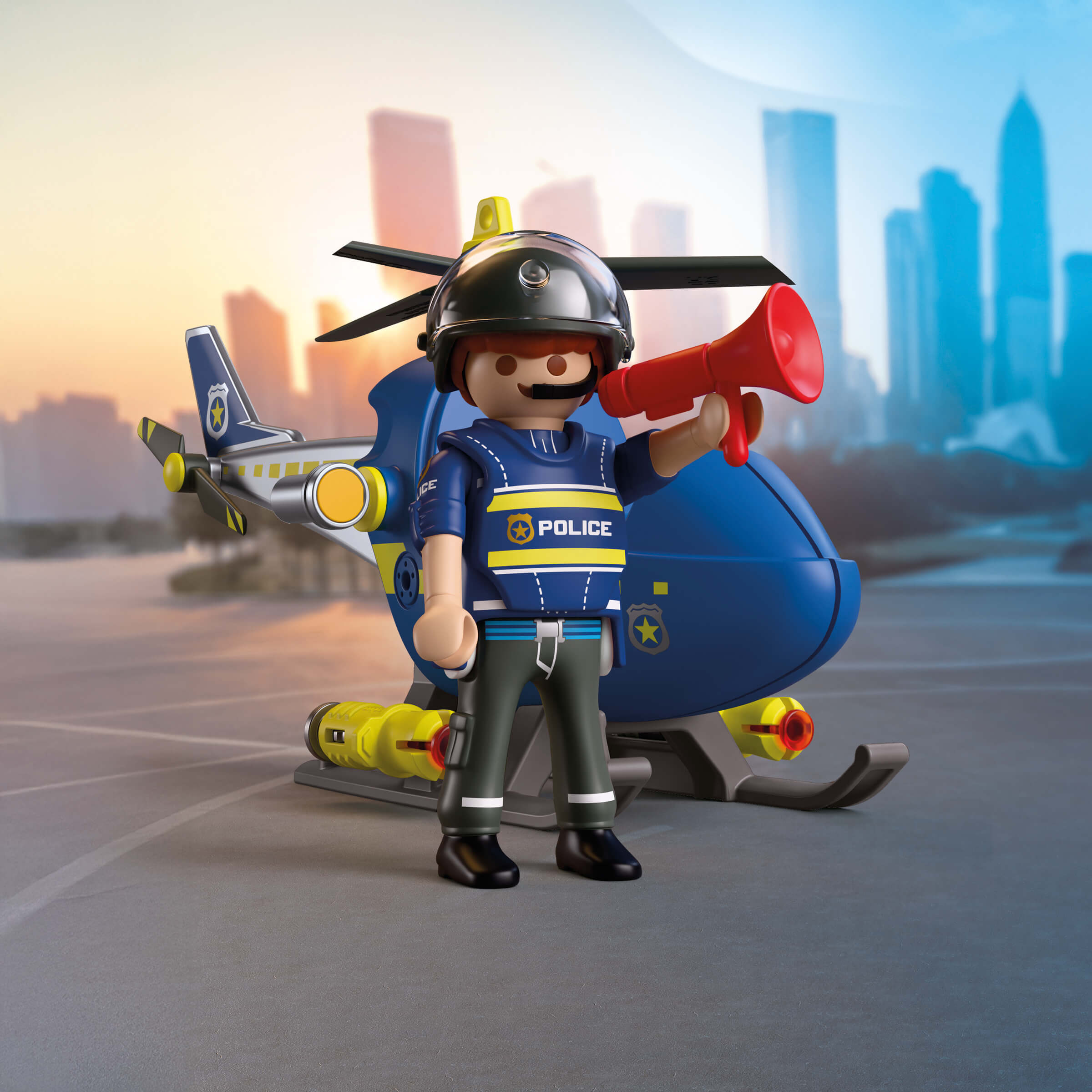 playmobil policjant helikopter pościg