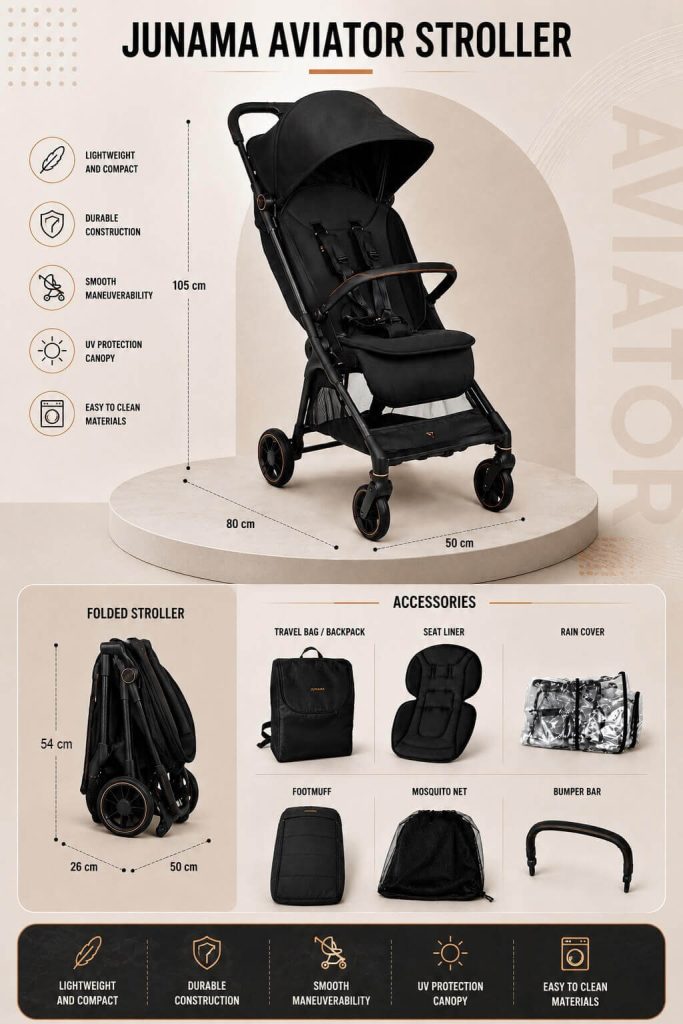 Junama Aviator spacerówka z wysokim oparciem 49 cm