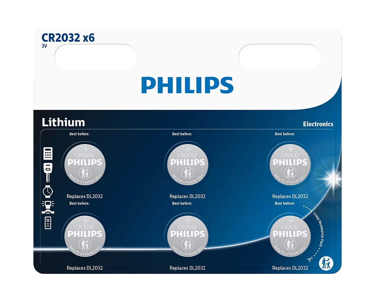 Philips Minicells CR2032 bateria litowa 3V zestaw 6 sztuk