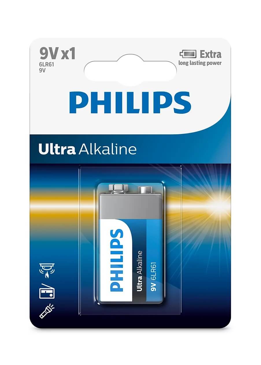 Bateria Philips Ultra Alkaline 9V 6LR61 do urządzeń energochłonnych