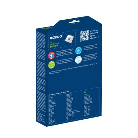 Tylna część opakowania worków WORWO HMB03 z informacjami produktu