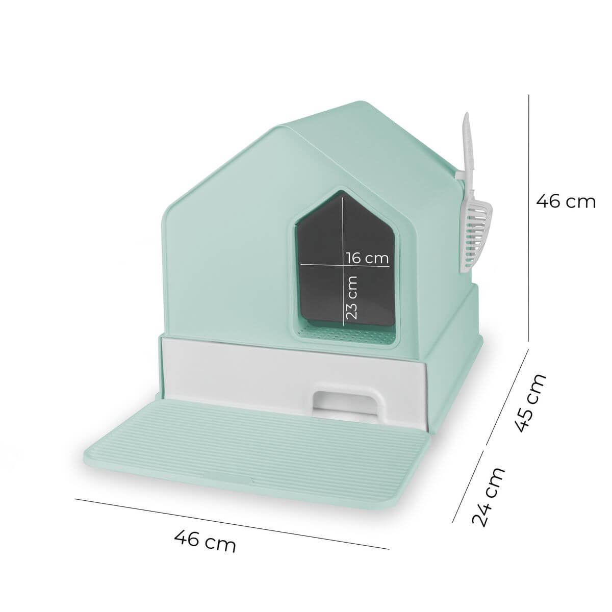 Wymiary kuwety Carinio Villa View Tiffany Blue dla kota
