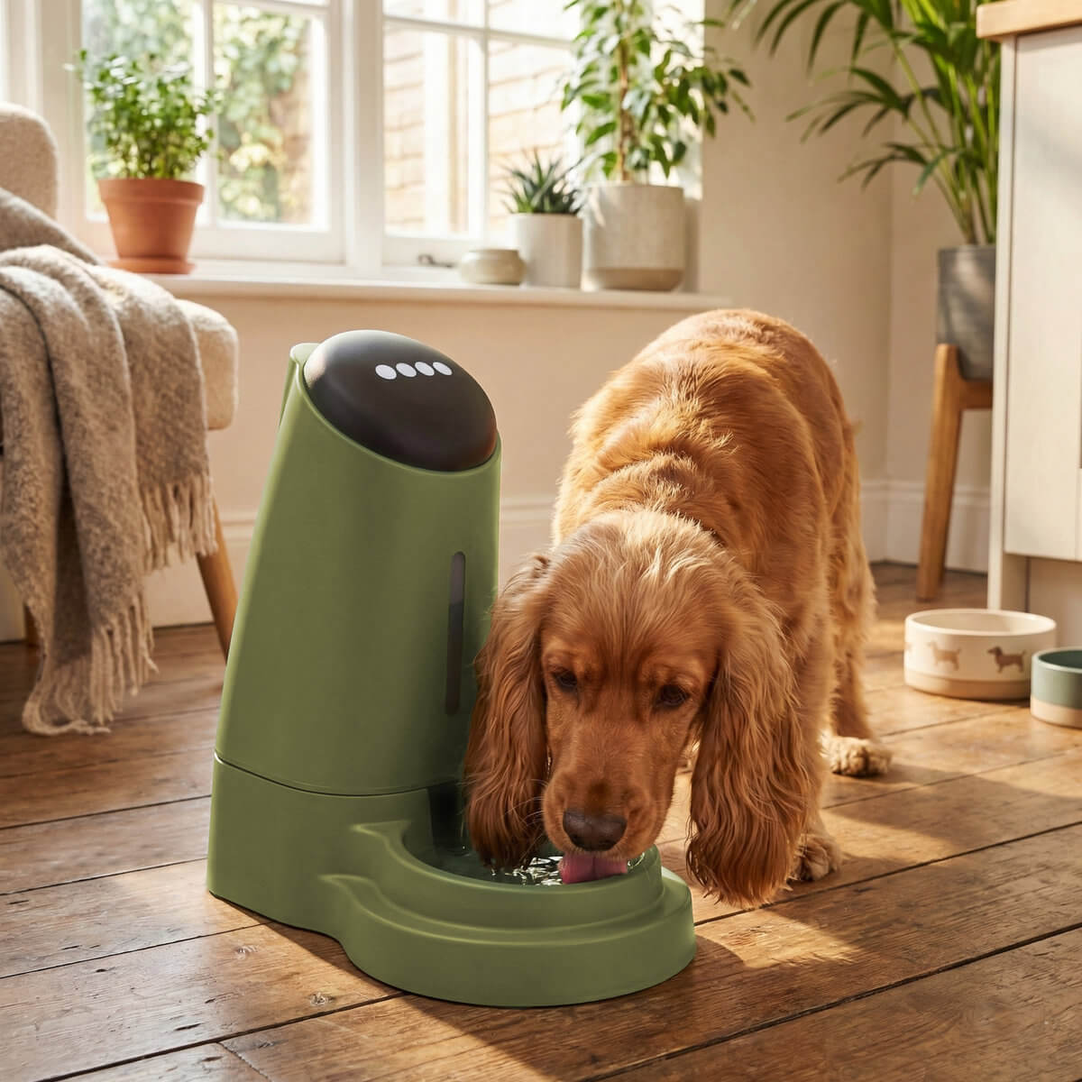 Dozownik wody MilooPets PetPortion Green w pomieszczeniu