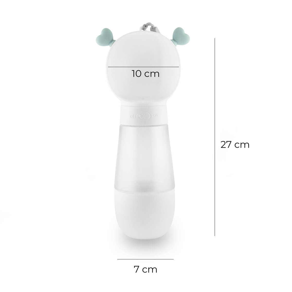 Wymiary butelki MilooPets Amore Duo White 7 x 10 x 27 cm