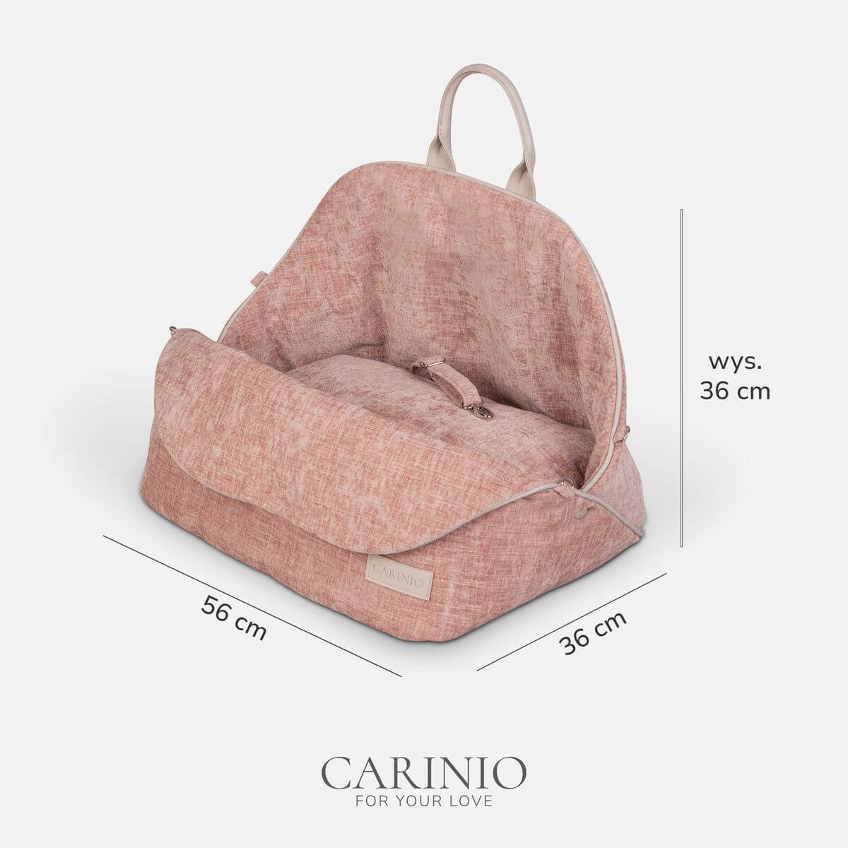 Wymiary torby transportowej Carinio Amis Blush – 56 x 36 x 36 cm Wymiary torby dla psa i kota Carinio Amis Blush 56 x 36 x 36 cm
