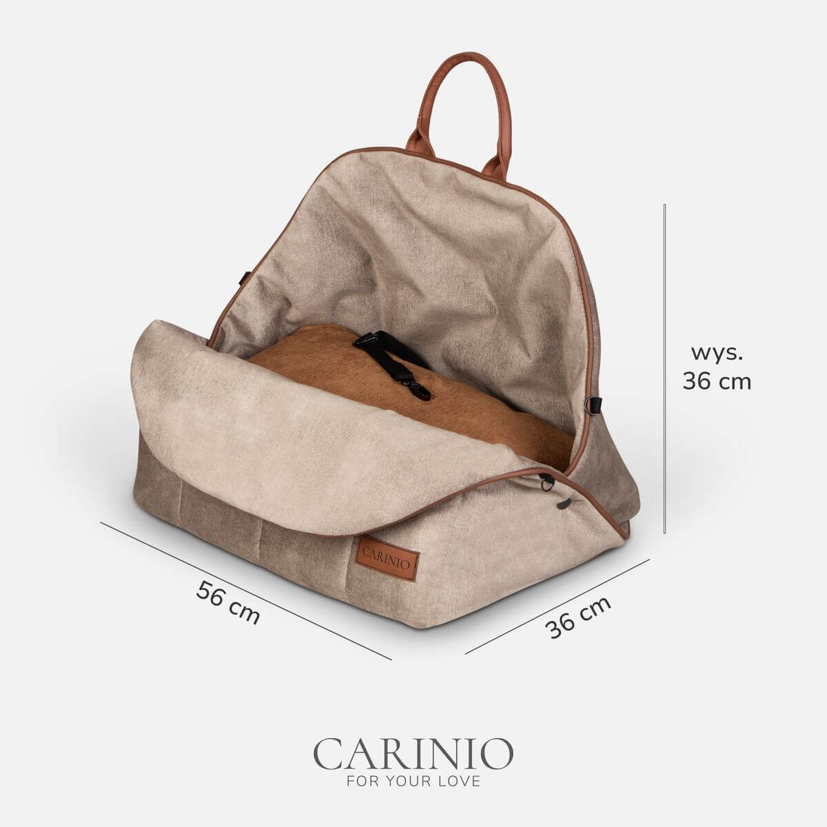 Wymiary torby transportowej Carinio Amis Desert – 56 x 36 x 36 cm Wymiary torby dla psa i kota Carinio Amis Desert 56 x 36 x 36 cm