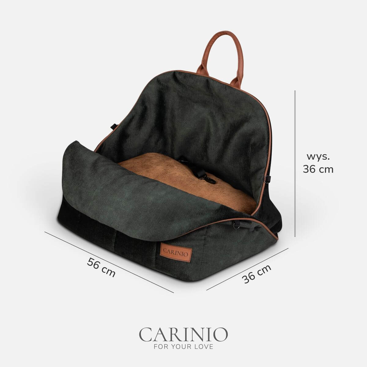 Wymiary torby transportowej Carinio Amis Forest – 56 x 36 x 36 cm Wymiary torby dla psa i kota Carinio Amis Forest 56 x 36 x 36 cm